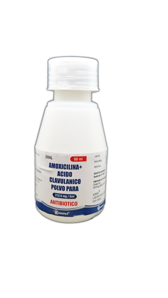 Amoxicilina + Acido Clavulánico 312.5 mg/ 5 mL - Polvo Suspensión
