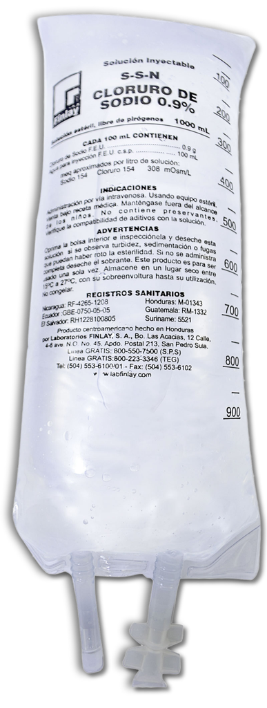 Cloruro de Sodio FINLAY 0.9%, bolsa 250 mL