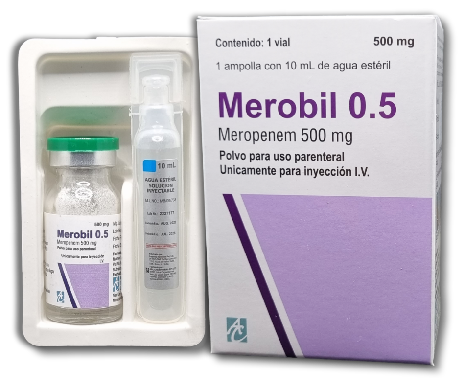Merobil 0.5, vial + diluyente