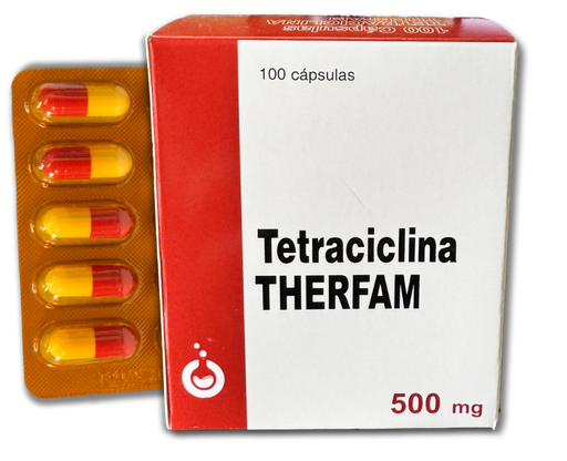 [TH-041] Tetraciclina Therfam 500 mg, caja 100 cápsulas