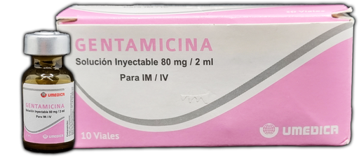 [U-004] Gentamicina 80mg/2 mL Inyectable - 1x10
